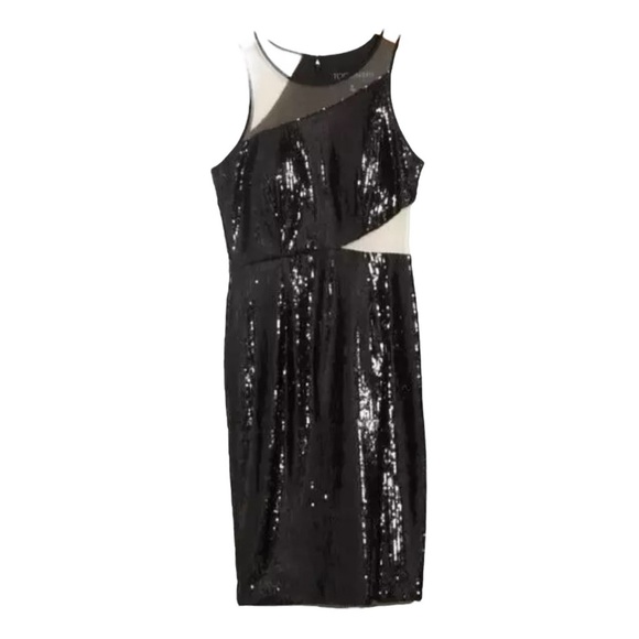 Toccin Sequin Cutout Mesh Cocktail Embellished Sleeveless BodyCon Mini Dress NEW - Picture 9 of 11